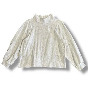 Madewell MWL Mock Neck Gray Speckled Fleece Sweatshirt Size Large‎